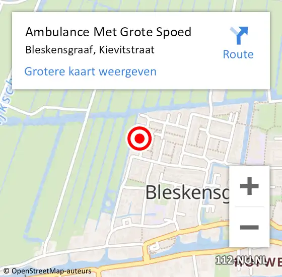 Locatie op kaart van de 112 melding: Ambulance Met Grote Spoed Naar Bleskensgraaf, Kievitstraat op 19 maart 2020 18:23