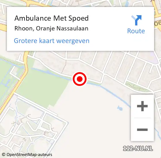 Locatie op kaart van de 112 melding: Ambulance Met Spoed Naar Rhoon, Oranje Nassaulaan op 19 maart 2020 20:25