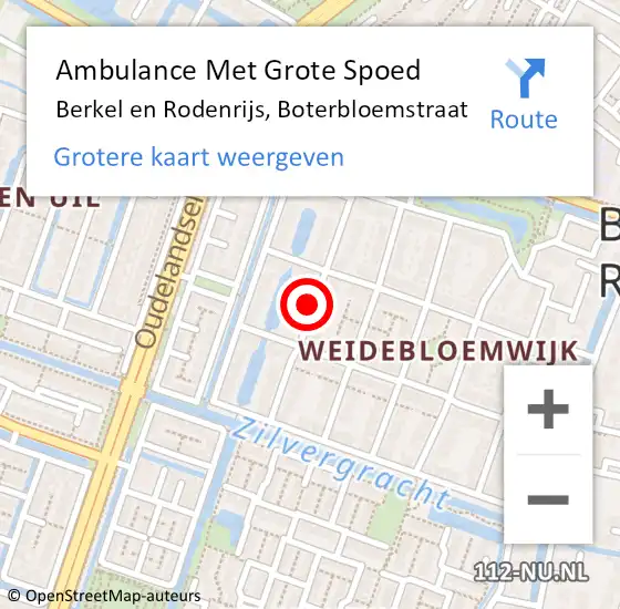 Locatie op kaart van de 112 melding: Ambulance Met Grote Spoed Naar Berkel en Rodenrijs, Boterbloemstraat op 19 maart 2020 20:37