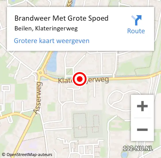 Locatie op kaart van de 112 melding: Brandweer Met Grote Spoed Naar Beilen, Klateringerweg op 19 maart 2020 20:45