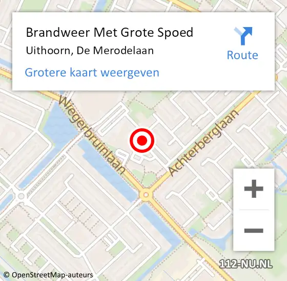 Locatie op kaart van de 112 melding: Brandweer Met Grote Spoed Naar Uithoorn, De Merodelaan op 19 maart 2020 21:55