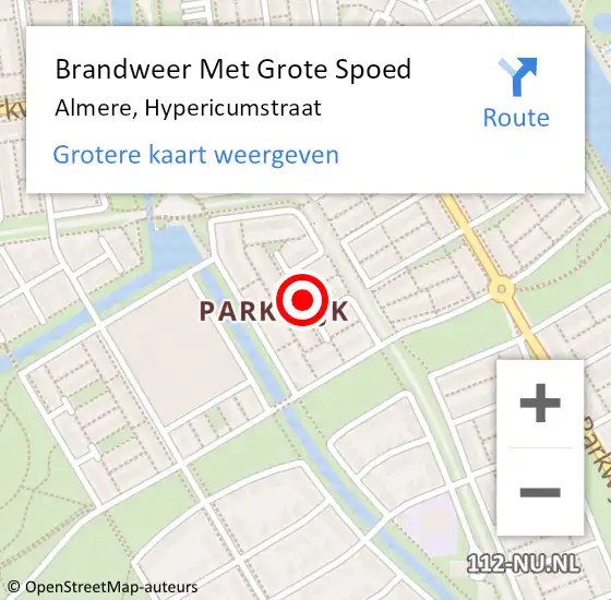 Locatie op kaart van de 112 melding: Brandweer Met Grote Spoed Naar Almere, Hypericumstraat op 19 maart 2020 22:12