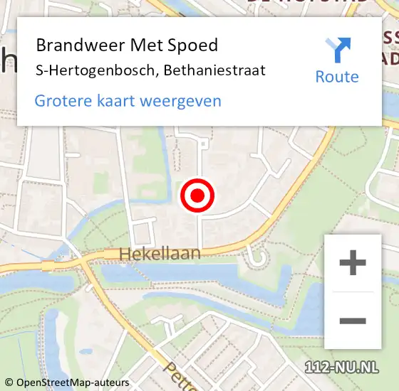 Locatie op kaart van de 112 melding: Brandweer Met Spoed Naar S-Hertogenbosch, Bethaniestraat op 19 maart 2020 22:27