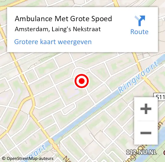Locatie op kaart van de 112 melding: Ambulance Met Grote Spoed Naar Amsterdam, Laing's Nekstraat op 19 maart 2020 22:47