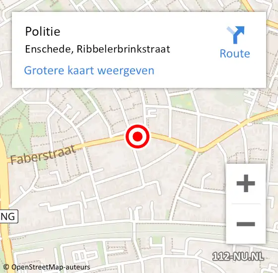 Locatie op kaart van de 112 melding: Politie Enschede, Ribbelerbrinkstraat op 20 maart 2020 06:37