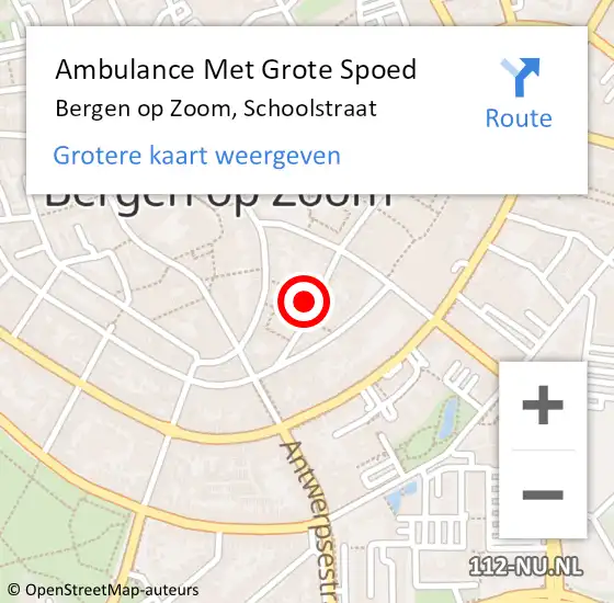 Locatie op kaart van de 112 melding: Ambulance Met Grote Spoed Naar Bergen op Zoom, Schoolstraat op 20 maart 2020 07:55