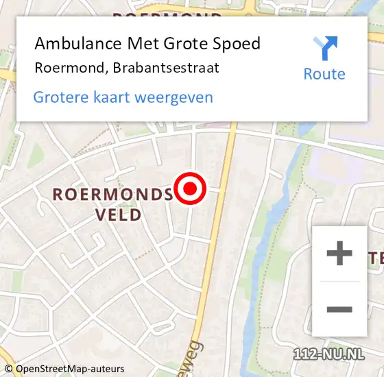 Locatie op kaart van de 112 melding: Ambulance Met Grote Spoed Naar Roermond, Brabantsestraat op 20 maart 2020 08:41