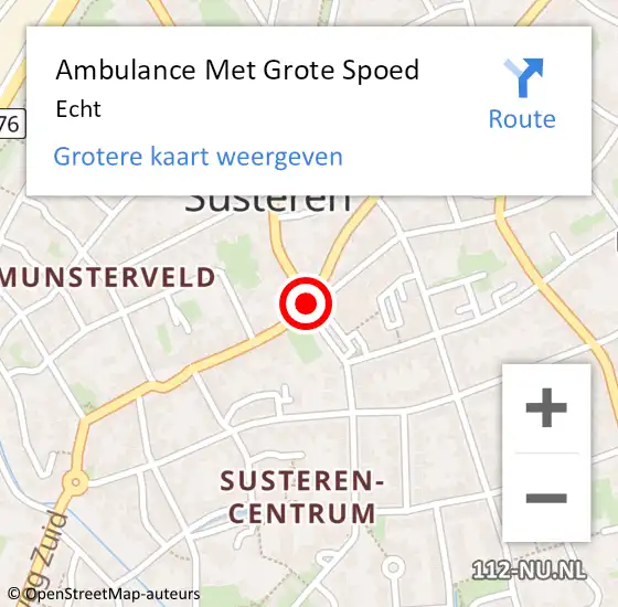 Locatie op kaart van de 112 melding: Ambulance Met Grote Spoed Naar Susteren op 20 maart 2020 09:20