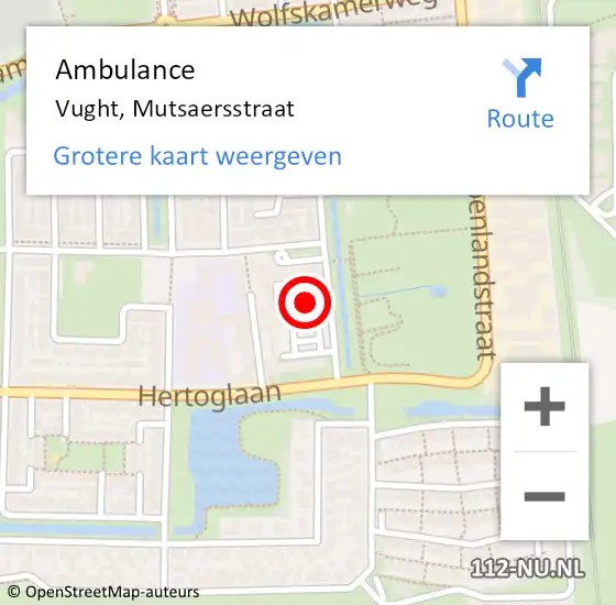 Locatie op kaart van de 112 melding: Ambulance Vught, Mutsaersstraat op 20 maart 2020 09:20