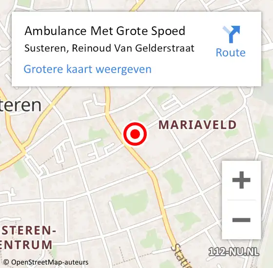 Locatie op kaart van de 112 melding: Ambulance Met Grote Spoed Naar Susteren, Reinoud Van Gelderstraat op 20 maart 2020 09:41