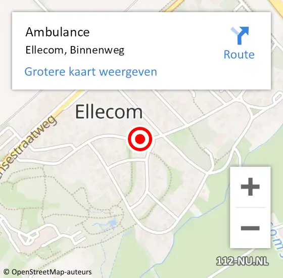 Locatie op kaart van de 112 melding: Ambulance Ellecom, Binnenweg op 20 maart 2020 10:06