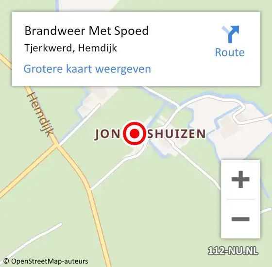 Locatie op kaart van de 112 melding: Brandweer Met Spoed Naar Tjerkwerd, Hemdijk op 1 mei 2014 19:42