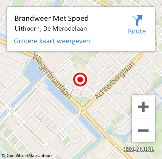 Locatie op kaart van de 112 melding: Brandweer Met Spoed Naar Uithoorn, De Merodelaan op 20 maart 2020 10:32