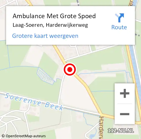 Locatie op kaart van de 112 melding: Ambulance Met Grote Spoed Naar Laag-Soeren, Harderwijkerweg op 20 maart 2020 10:44