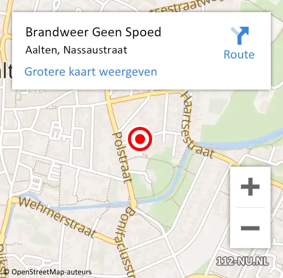 Locatie op kaart van de 112 melding: Brandweer Geen Spoed Naar Aalten, Nassaustraat op 20 maart 2020 11:10