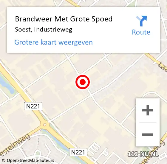 Locatie op kaart van de 112 melding: Brandweer Met Grote Spoed Naar Soest, Industrieweg op 20 maart 2020 11:32