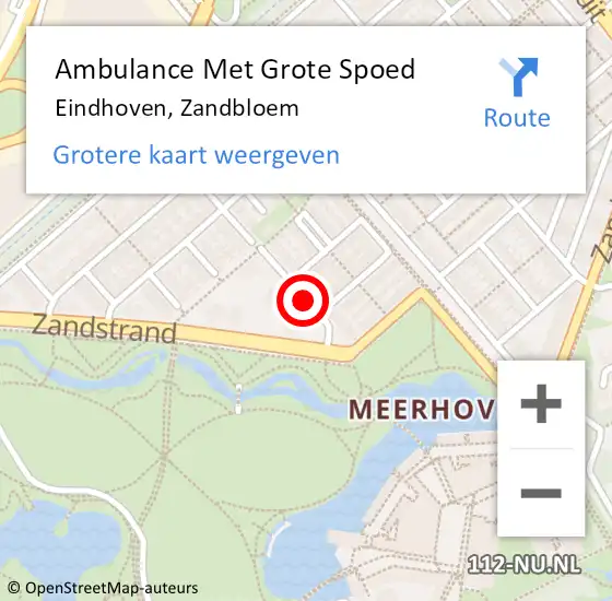 Locatie op kaart van de 112 melding: Ambulance Met Grote Spoed Naar Eindhoven, Zandbloem op 20 maart 2020 11:36