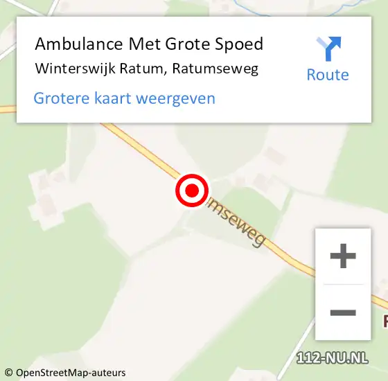 Locatie op kaart van de 112 melding: Ambulance Met Grote Spoed Naar Winterswijk Ratum, Ratumseweg op 20 maart 2020 12:20