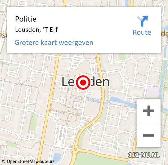 Locatie op kaart van de 112 melding: Politie Leusden, 'T Erf op 20 maart 2020 12:46