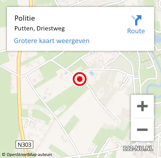 Locatie op kaart van de 112 melding: Politie Putten, Driestweg op 20 maart 2020 12:47