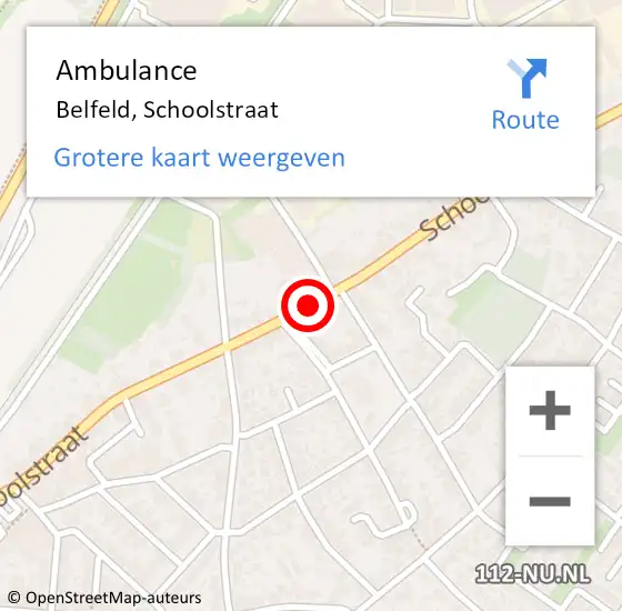 Locatie op kaart van de 112 melding: Ambulance Belfeld, Schoolstraat op 20 maart 2020 13:50