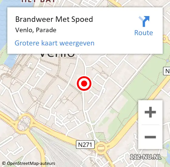 Locatie op kaart van de 112 melding: Brandweer Met Spoed Naar Venlo, Parade op 20 maart 2020 13:54