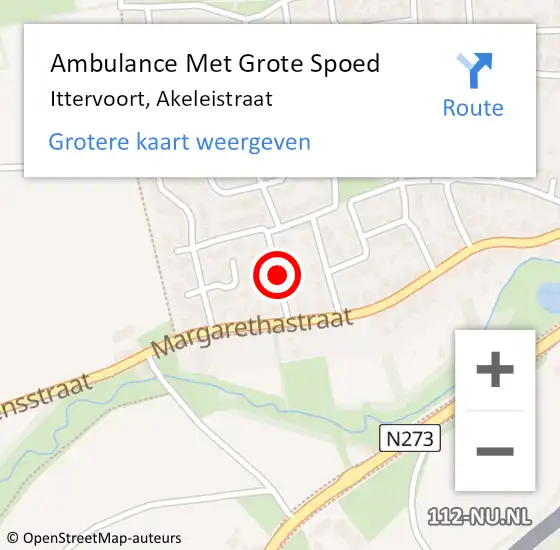 Locatie op kaart van de 112 melding: Ambulance Met Grote Spoed Naar Ittervoort, Akeleistraat op 20 maart 2020 14:03