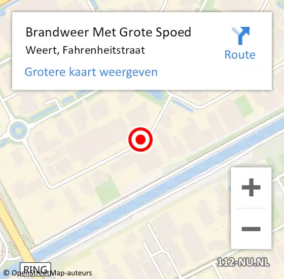 Locatie op kaart van de 112 melding: Brandweer Met Grote Spoed Naar Weert, Fahrenheitstraat op 20 maart 2020 14:21