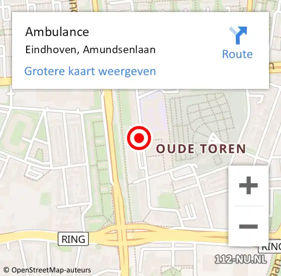 Locatie op kaart van de 112 melding: Ambulance Eindhoven, Amundsenlaan op 20 maart 2020 15:02