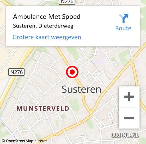 Locatie op kaart van de 112 melding: Ambulance Met Spoed Naar Susteren, Dieterderweg op 20 maart 2020 15:09