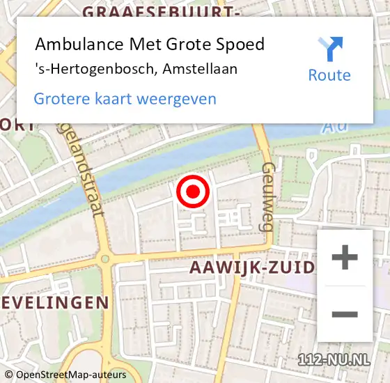 Locatie op kaart van de 112 melding: Ambulance Met Grote Spoed Naar 's-Hertogenbosch, Amstellaan op 20 maart 2020 15:38