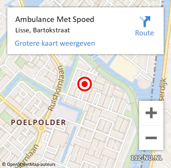 Locatie op kaart van de 112 melding: Ambulance Met Spoed Naar Lisse, Bartokstraat op 20 maart 2020 17:08