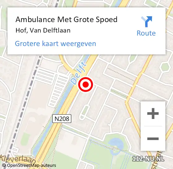 Locatie op kaart van de 112 melding: Ambulance Met Grote Spoed Naar Hof, Van Delftlaan op 1 mei 2014 20:41