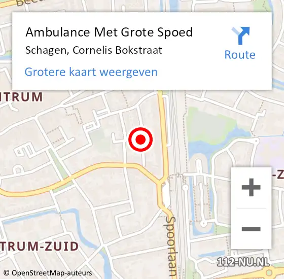 Locatie op kaart van de 112 melding: Ambulance Met Grote Spoed Naar Schagen, Cornelis Bokstraat op 20 maart 2020 17:48