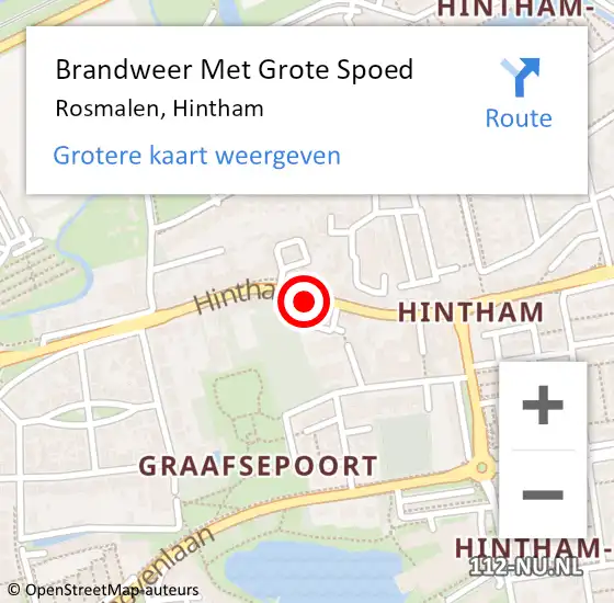 Locatie op kaart van de 112 melding: Brandweer Met Grote Spoed Naar Rosmalen, Hintham op 20 maart 2020 18:06