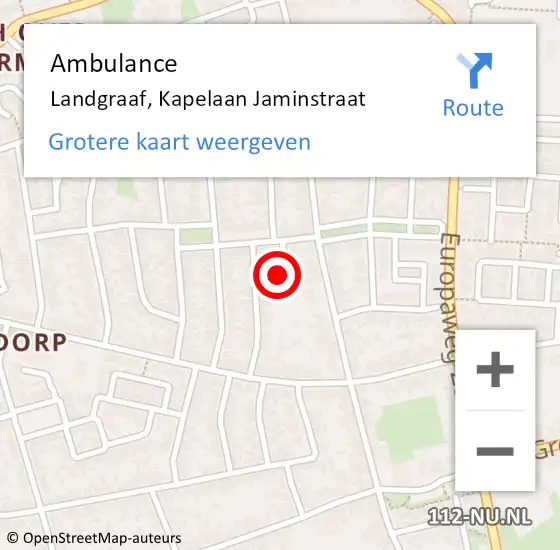 Locatie op kaart van de 112 melding: Ambulance Landgraaf, Kapelaan Jaminstraat op 30 september 2013 16:25