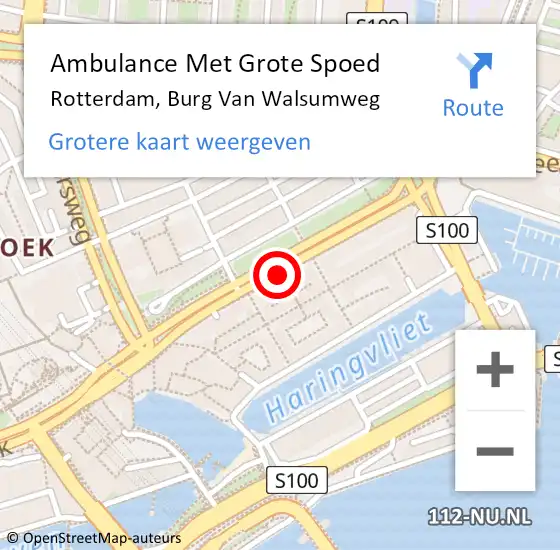 Locatie op kaart van de 112 melding: Ambulance Met Grote Spoed Naar Rotterdam, Burg Van Walsumweg op 20 maart 2020 19:01