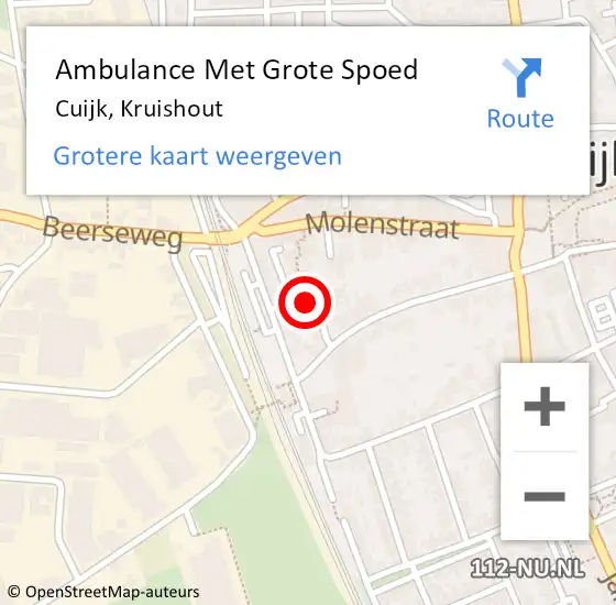 Locatie op kaart van de 112 melding: Ambulance Met Grote Spoed Naar Cuijk, Kruishout op 20 maart 2020 20:17