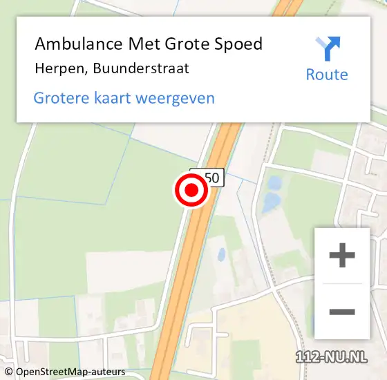 Locatie op kaart van de 112 melding: Ambulance Met Grote Spoed Naar Herpen, Buunderstraat op 20 maart 2020 21:45