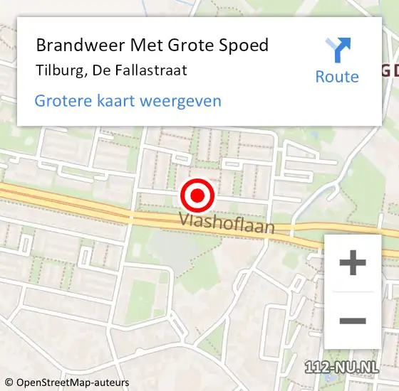 Locatie op kaart van de 112 melding: Brandweer Met Grote Spoed Naar Tilburg, De Fallastraat op 20 maart 2020 21:53