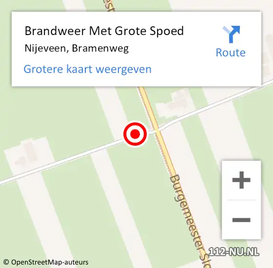 Locatie op kaart van de 112 melding: Brandweer Met Grote Spoed Naar Nijeveen, Bramenweg op 1 mei 2014 21:12