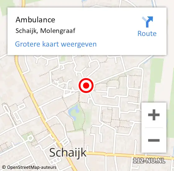 Locatie op kaart van de 112 melding: Ambulance Schaijk, Molengraaf op 20 maart 2020 23:51