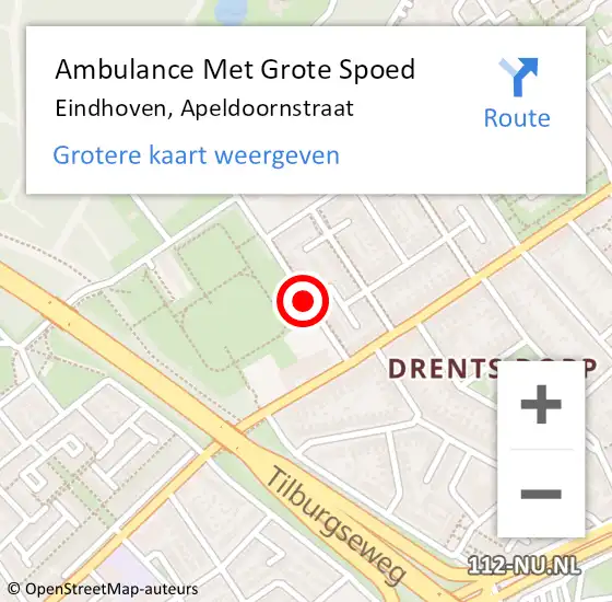 Locatie op kaart van de 112 melding: Ambulance Met Grote Spoed Naar Eindhoven, Apeldoornstraat op 21 maart 2020 00:11