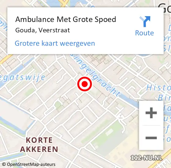 Locatie op kaart van de 112 melding: Ambulance Met Grote Spoed Naar Gouda, Veerstraat op 21 maart 2020 04:53