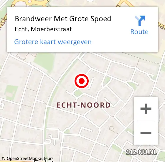 Locatie op kaart van de 112 melding: Brandweer Met Grote Spoed Naar Echt, Moerbeistraat op 21 maart 2020 08:17