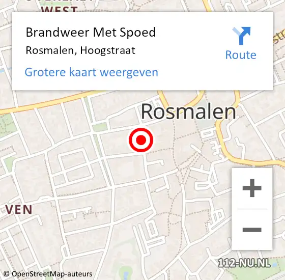 Locatie op kaart van de 112 melding: Brandweer Met Spoed Naar Rosmalen, Hoogstraat op 21 maart 2020 09:48