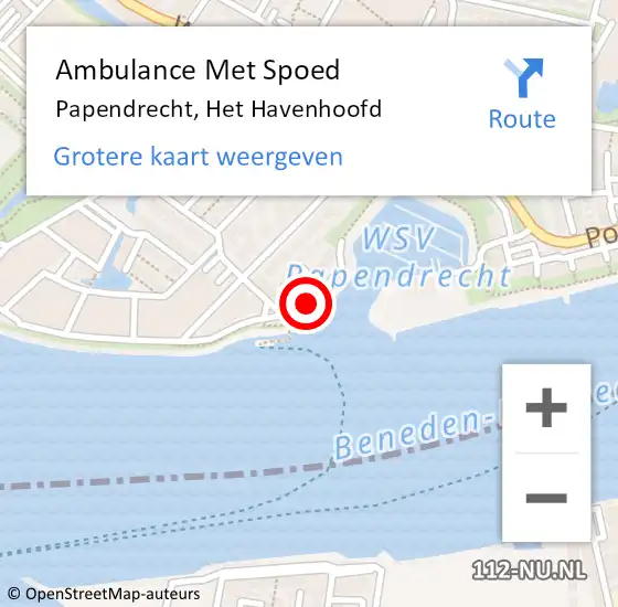 Locatie op kaart van de 112 melding: Ambulance Met Spoed Naar Papendrecht, Het Havenhoofd op 21 maart 2020 10:57