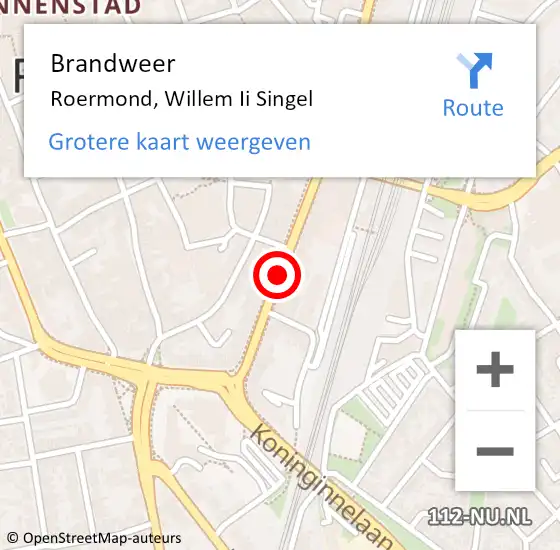 Locatie op kaart van de 112 melding: Brandweer Roermond, Willem Ii Singel op 21 maart 2020 11:01