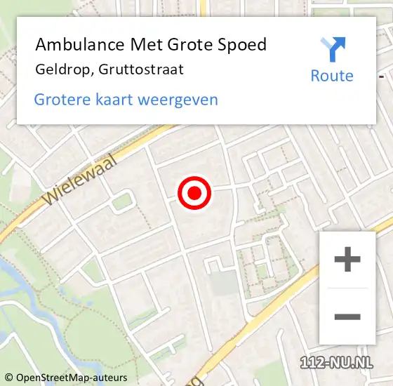 Locatie op kaart van de 112 melding: Ambulance Met Grote Spoed Naar Geldrop, Gruttostraat op 21 maart 2020 12:24