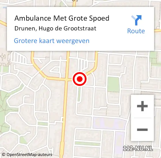 Locatie op kaart van de 112 melding: Ambulance Met Grote Spoed Naar Drunen, Hugo de Grootstraat op 21 maart 2020 12:51